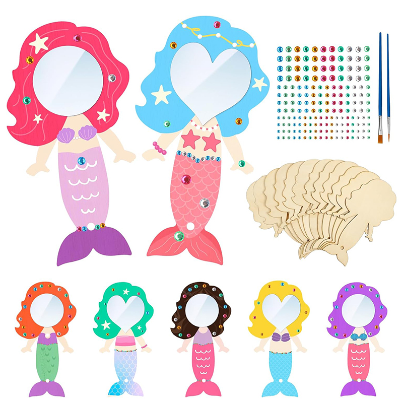 Home Improvement Kids - Miroir sirène rond en bois fait